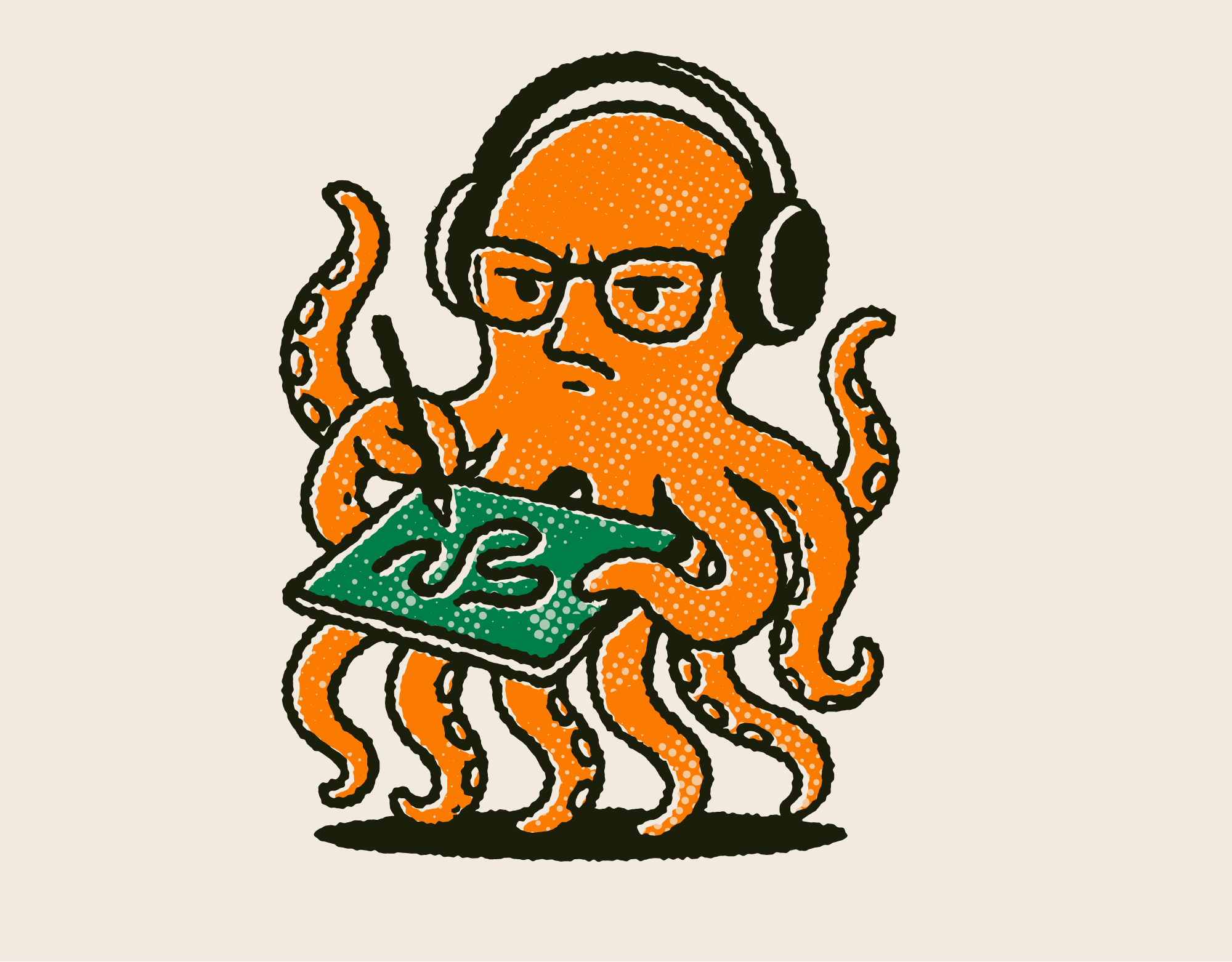 Polvo ilustrado desenhando em um tablet gráfico