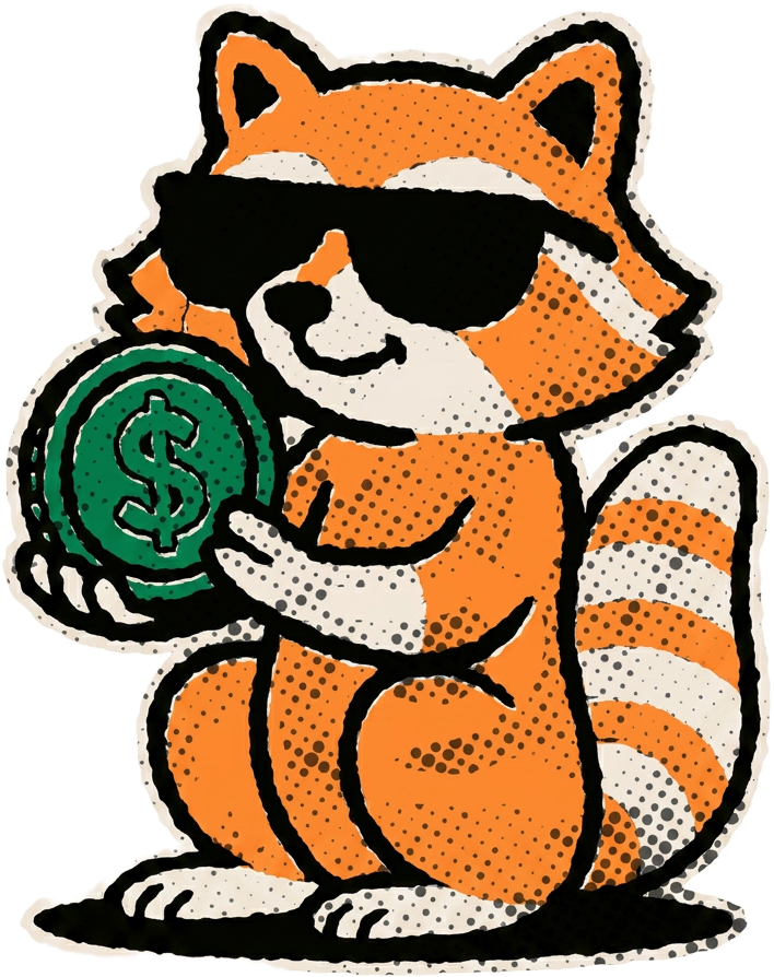 Texugo segurando uma moeda